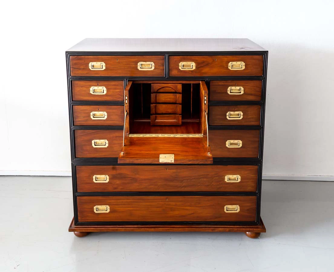 Antique British Colonial Camphor Campaign Chest of Drawers l The Past Perfect Collection l Singapore CUP-511-5aL