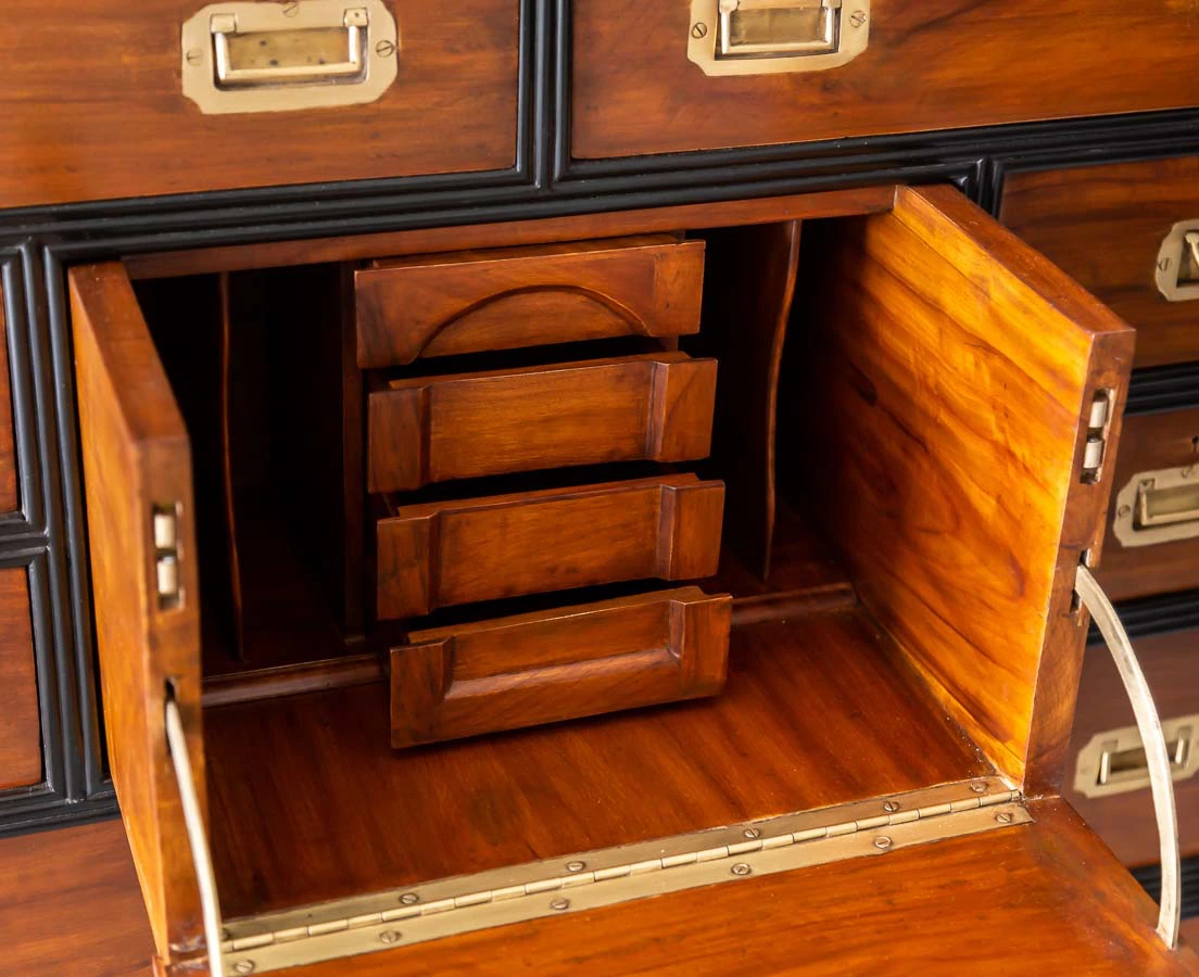 Antique British Colonial Camphor Campaign Chest of Drawers l The Past Perfect Collection l Singapore CUP-511-6L
