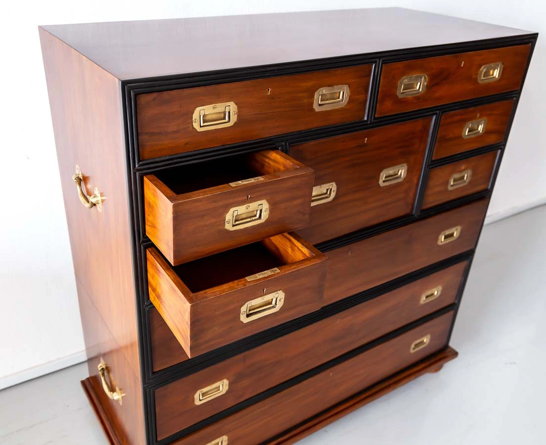 Antique British Colonial Camphor Campaign Chest of Drawers l The Past Perfect Collection l Singapore CUP-511-7L