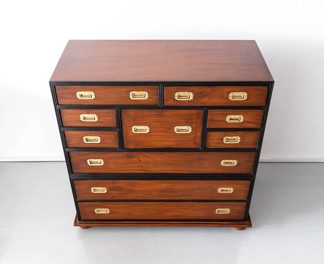 Antique British Colonial Camphor Campaign Chest of Drawers l The Past Perfect Collection l Singapore CUP-511-8L