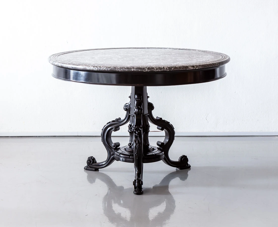 Antique British Colonial Ebony Centre Table l The Past Perfect Collection l Singapore TAB-457-1L