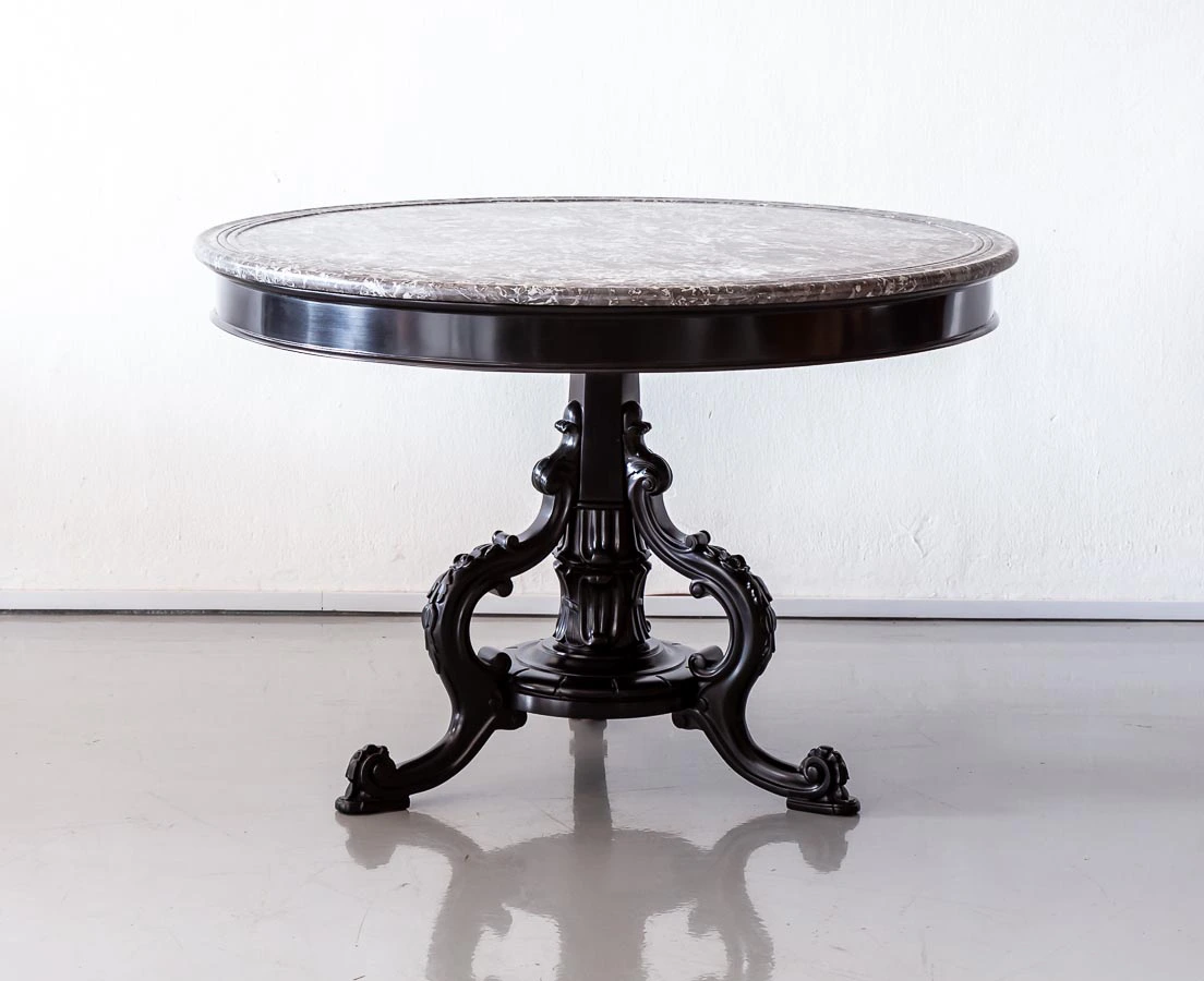 Antique British Colonial Ebony Centre Table l The Past Perfect Collection l Singapore TAB-457-2L