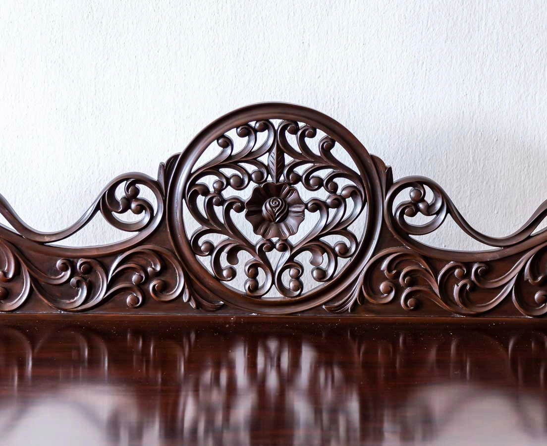 Antique British Colonial Rosewood Half Moon Console Table l The Past Perfect Collection l Singapore TAB-461 5L