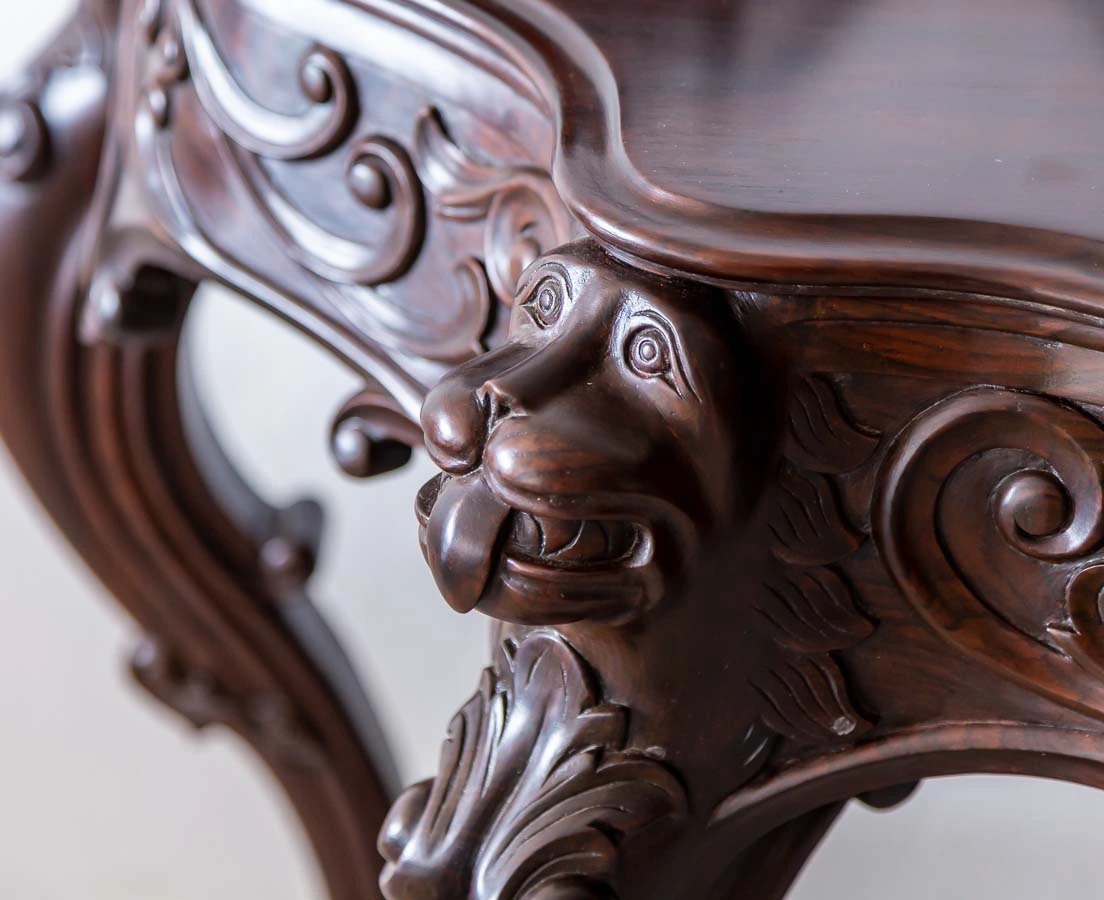 Antique British Colonial Rosewood Half Moon Console Table l The Past Perfect Collection l Singapore TAB-461 6L
