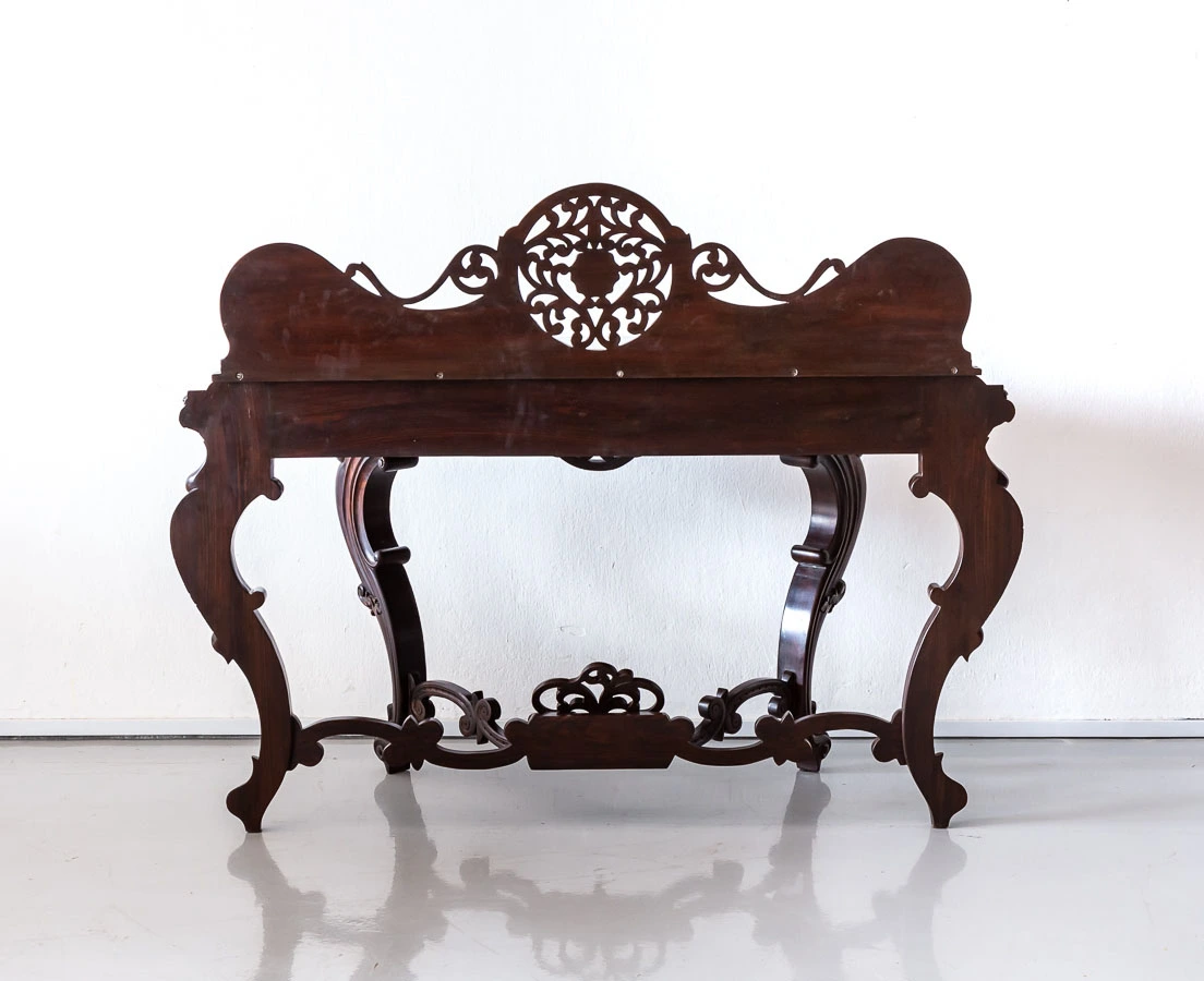 Antique British Colonial Rosewood Half Moon Console Table l The Past Perfect Collection l Singapore TAB-461 9L