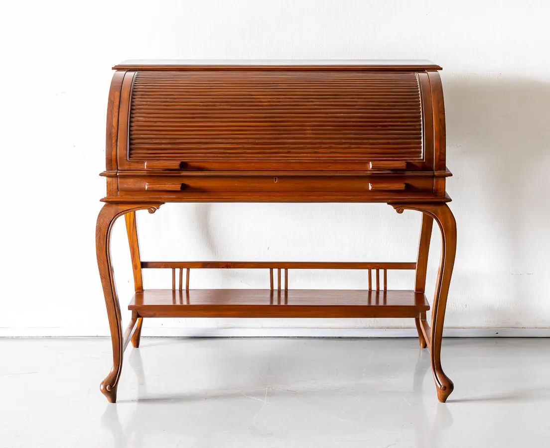 Antique Desks - British Colonial Teakwood Cylinder Desk - The Past Perfect Collection Singapore