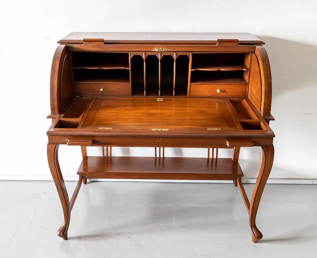 Antique Desks - British Colonial Teakwood Cylinder Desk - The Past Perfect Collection Singapore