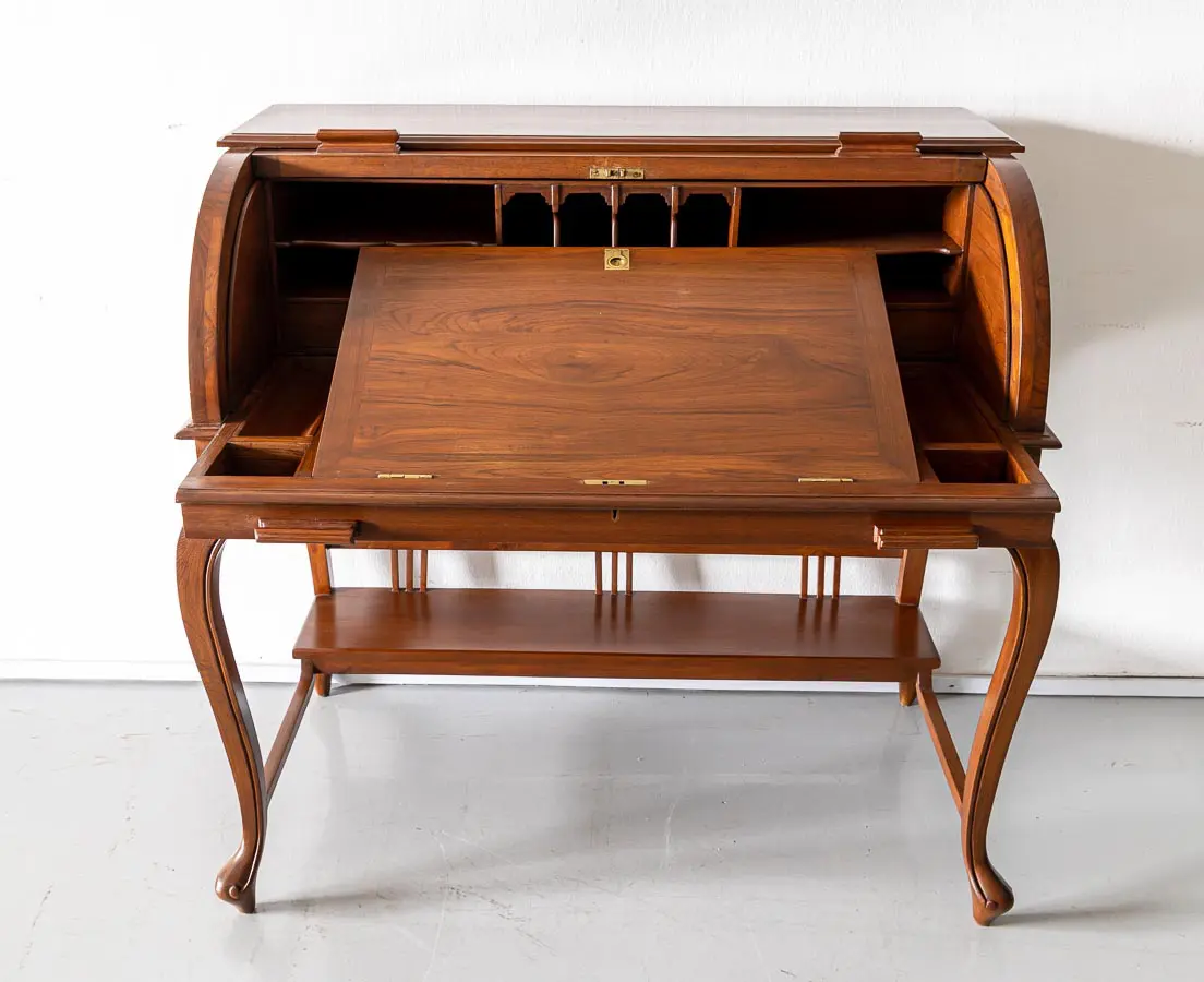 Antique Desks - British Colonial Teakwood Cylinder Desk - The Past Perfect Collection Singapore
