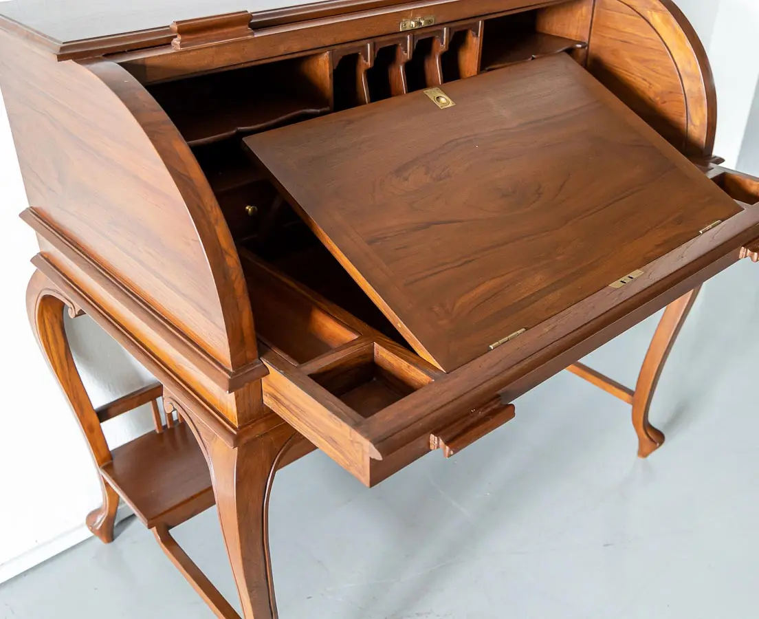Antique Desks - British Colonial Teakwood Cylinder Desk - The Past Perfect Collection Singapore