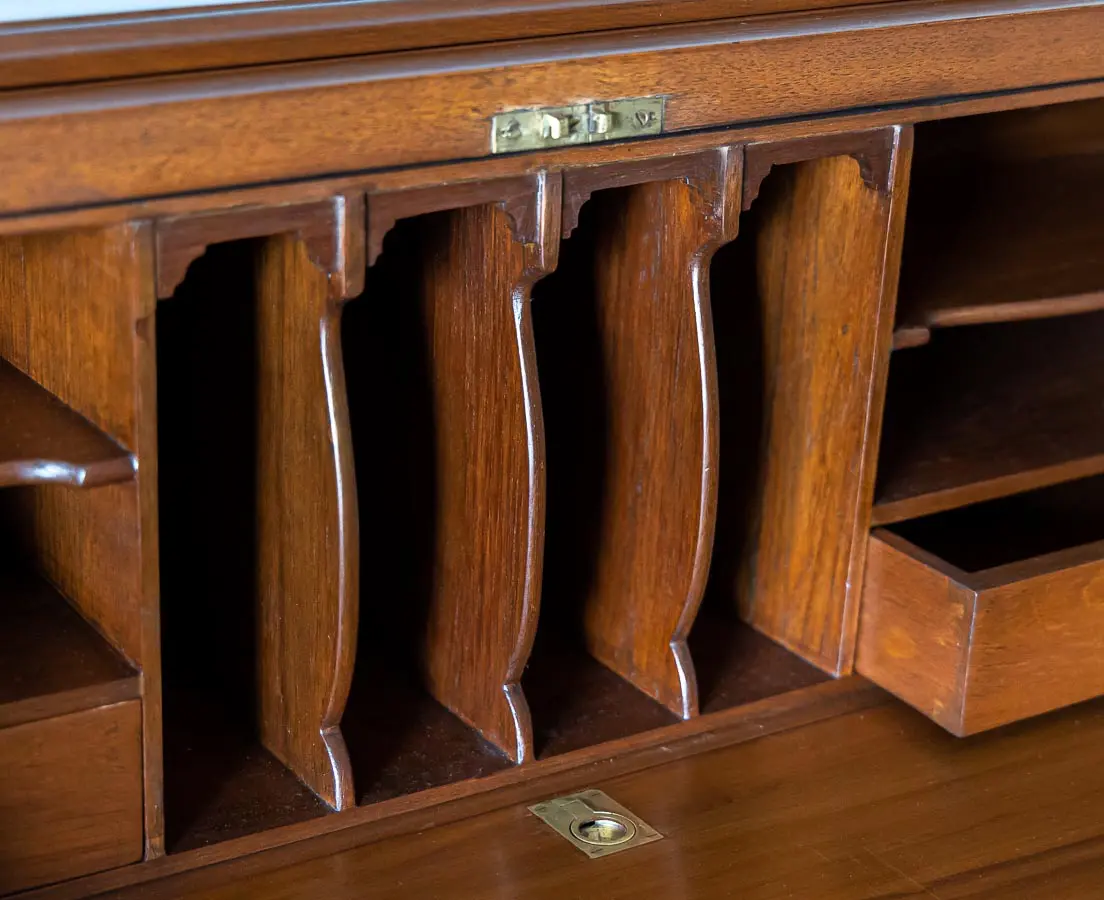 Antique Desks - British Colonial Teakwood Cylinder Desk - The Past Perfect Collection Singapore