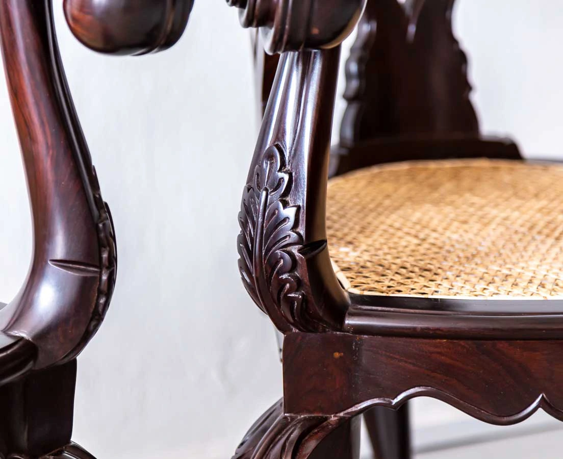 Antique Portuguese Colonial Rosewood Cornerchairs l The Past Perfect Collection l Singapore CHA-257 8L