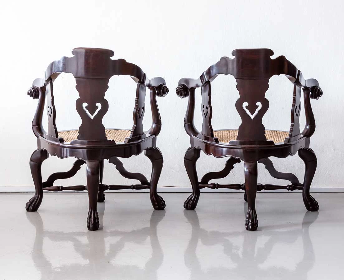 Antique Portuguese Colonial Rosewood Cornerchairs l The Past Perfect Collection l Singapore CHA-257 9L
