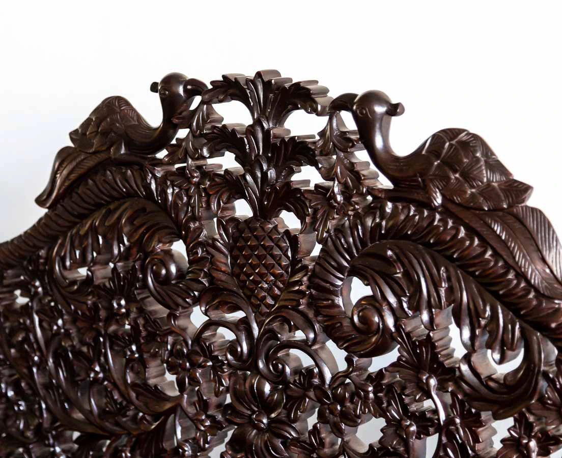 Antique Beds - British Colonial Carved Rosewood Bed - The Past Perfect Collection - Singapore
