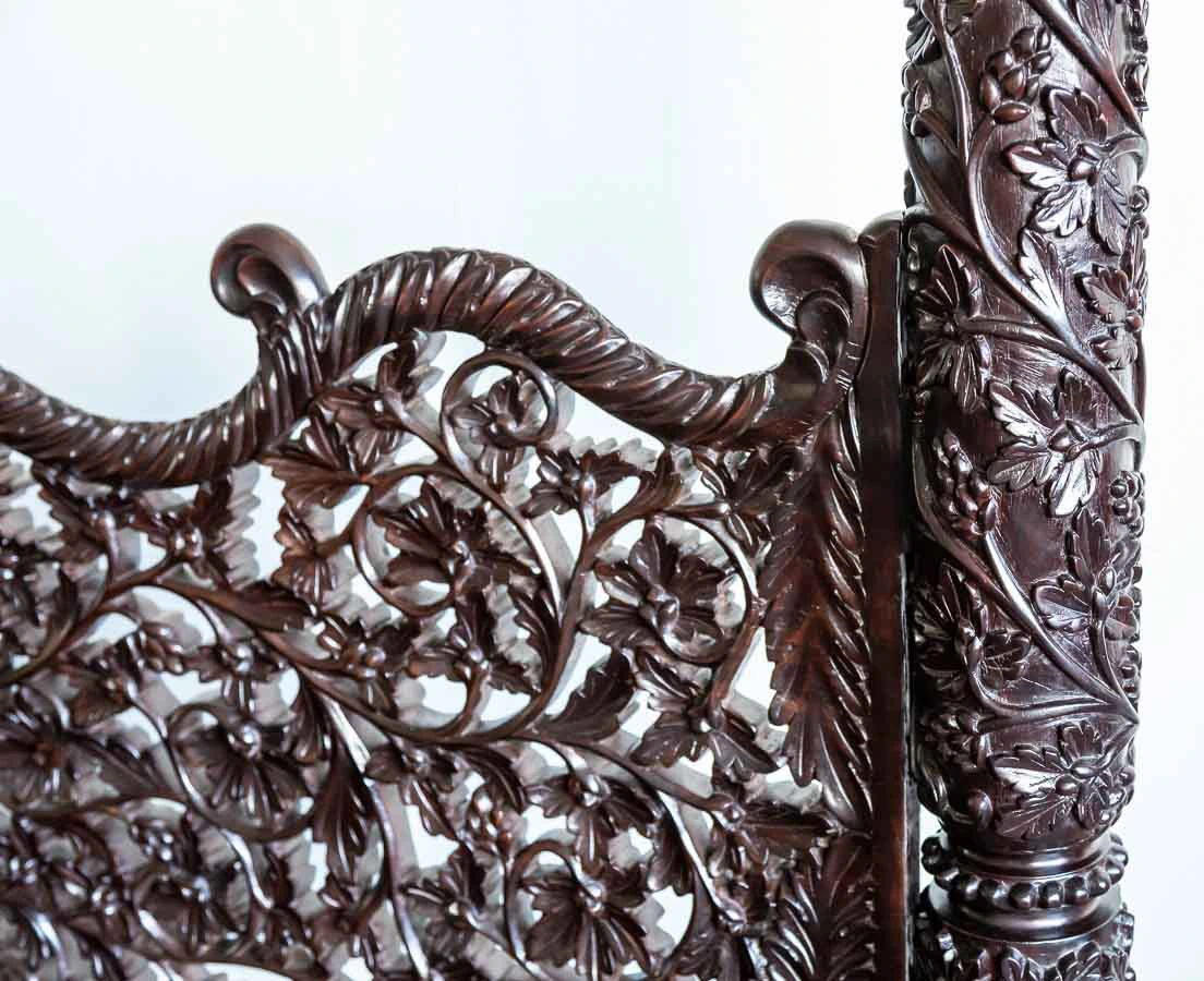 Antique Beds - British Colonial Carved Rosewood Bed - The Past Perfect Collection - Singapore