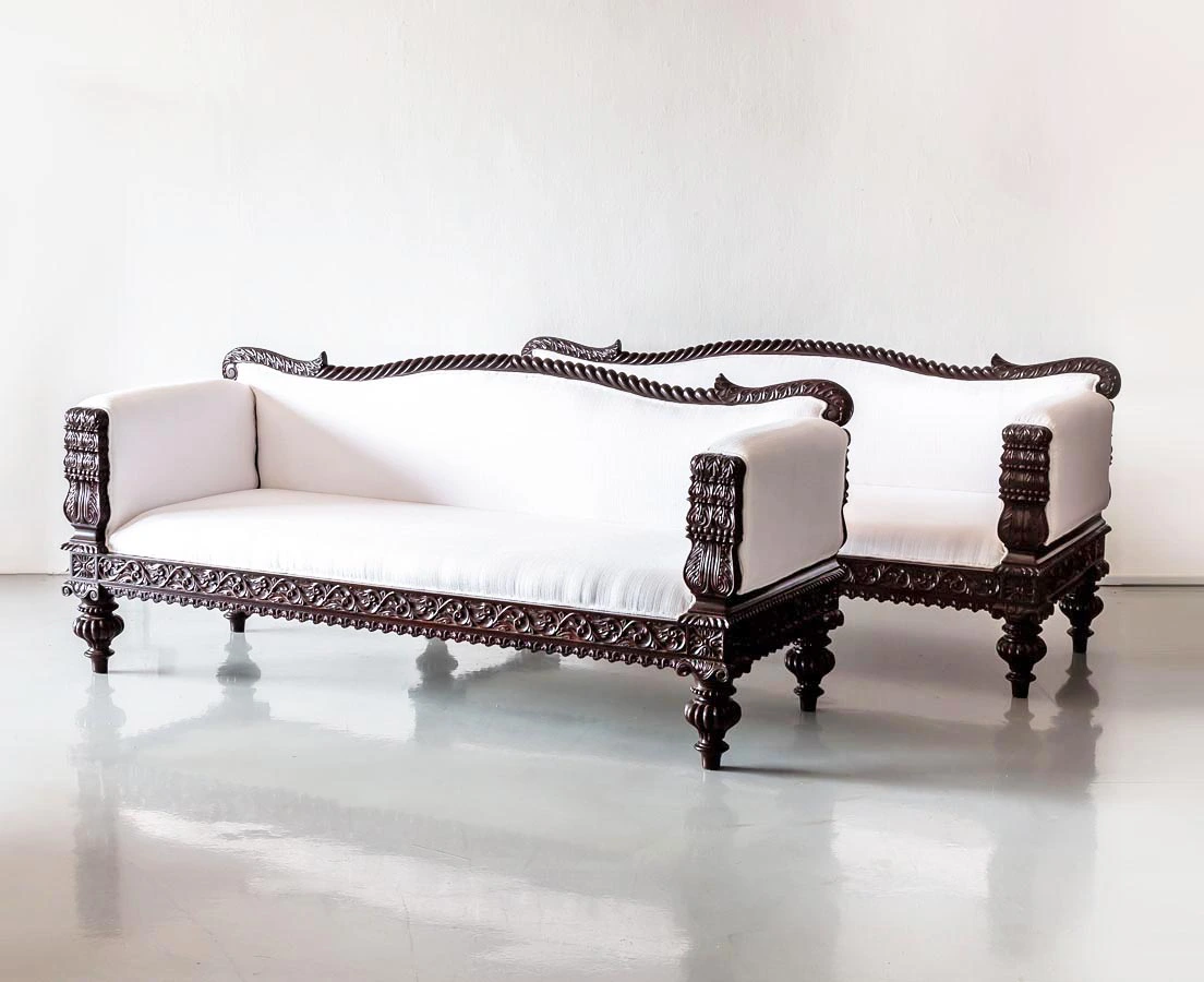 Antique Sofas - British Colonial Rosewood William IV Sofa - The Past Perfect Collection - Singapore