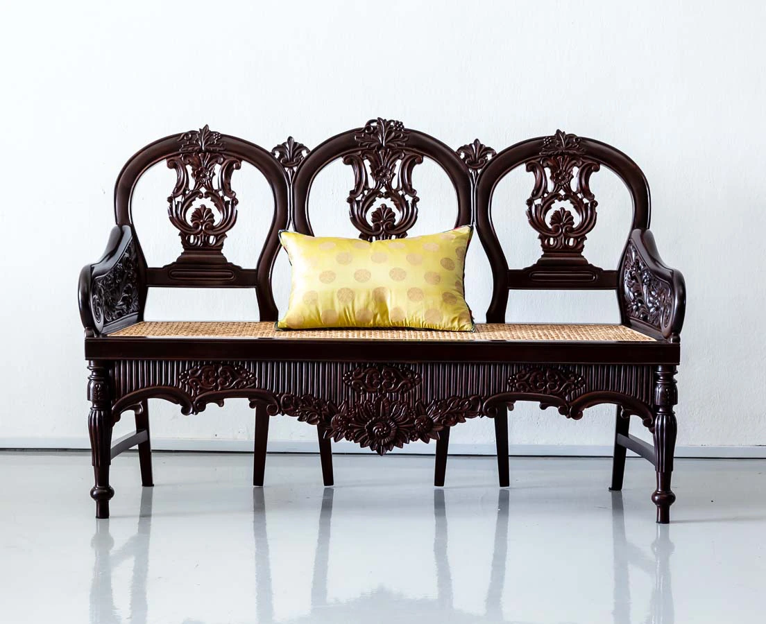 Antique Benches & Sofas - Portuguese Colonial Rosewood Bench - The Past Perfect Collection - Singapore