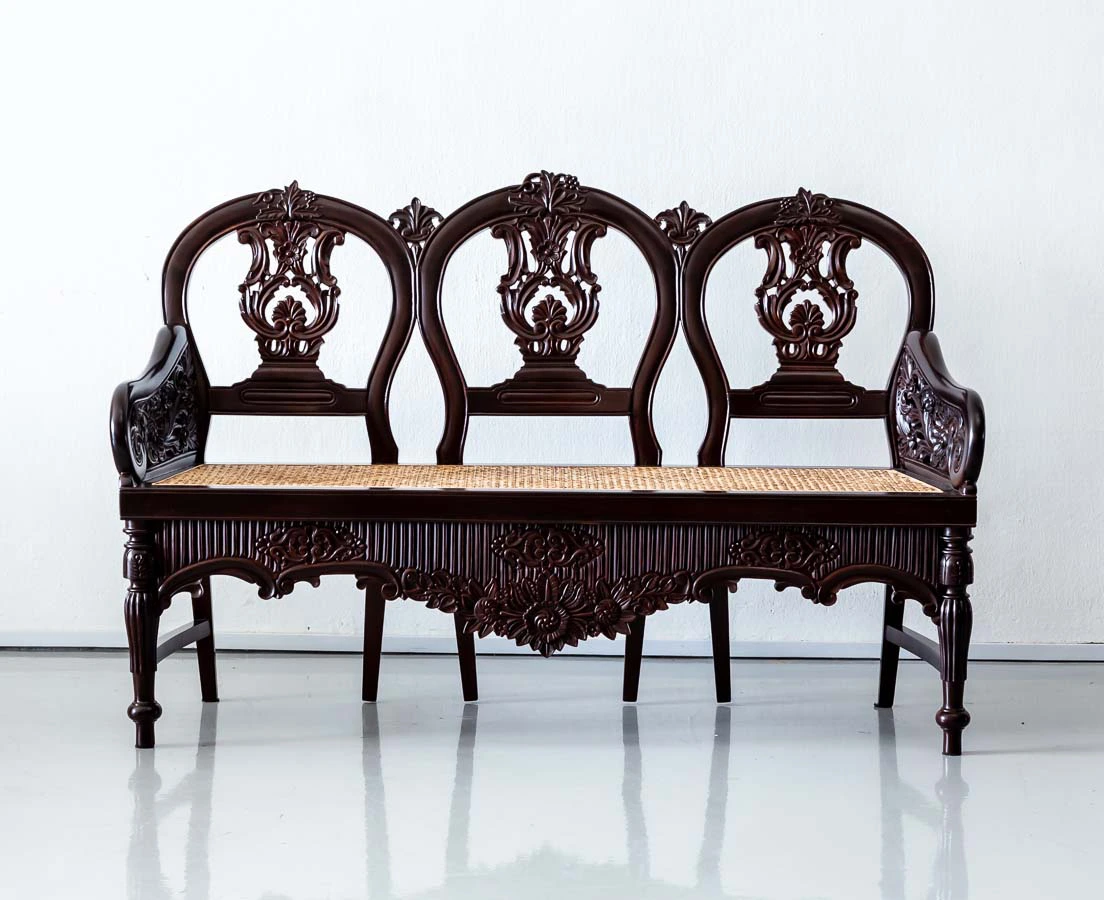 Antique Benches & Sofas - Portuguese Colonial Rosewood Bench - The Past Perfect Collection - Singapore