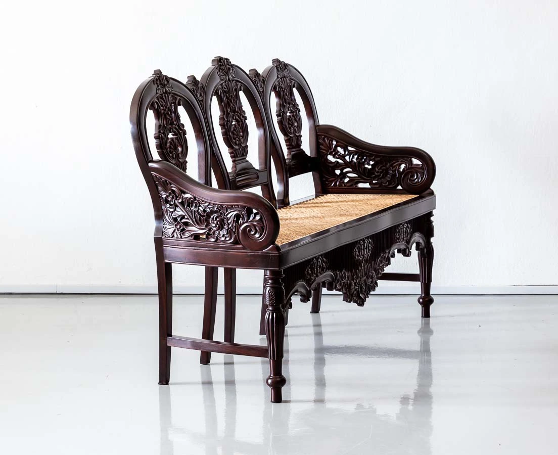 Antique Benches & Sofas - Portuguese Colonial Rosewood Bench - The Past Perfect Collection - Singapore