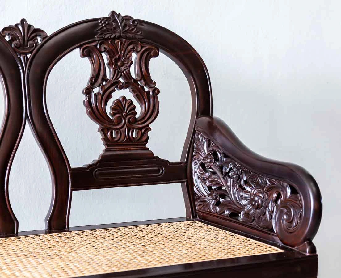 Antique Benches & Sofas - Portuguese Colonial Rosewood Bench - The Past Perfect Collection - Singapore