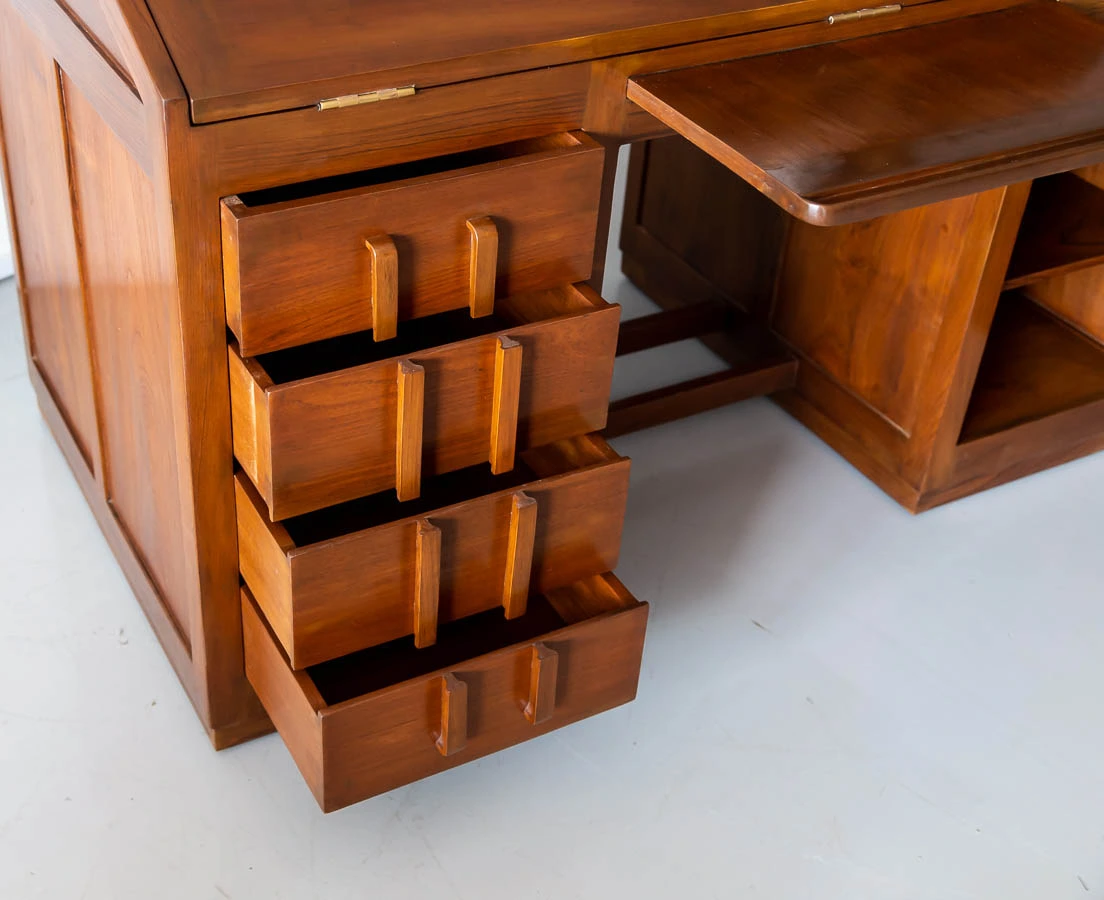 Antique Desks - Teakwood Art Deco Cylinder Desk - The Past Perfect Collection - Singapore DSK-181 10L