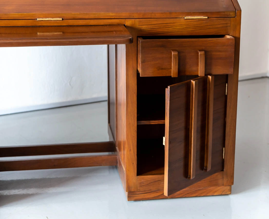 Antique Desks - Teakwood Art Deco Cylinder Desk - The Past Perfect Collection - Singapore DSK-181 11L