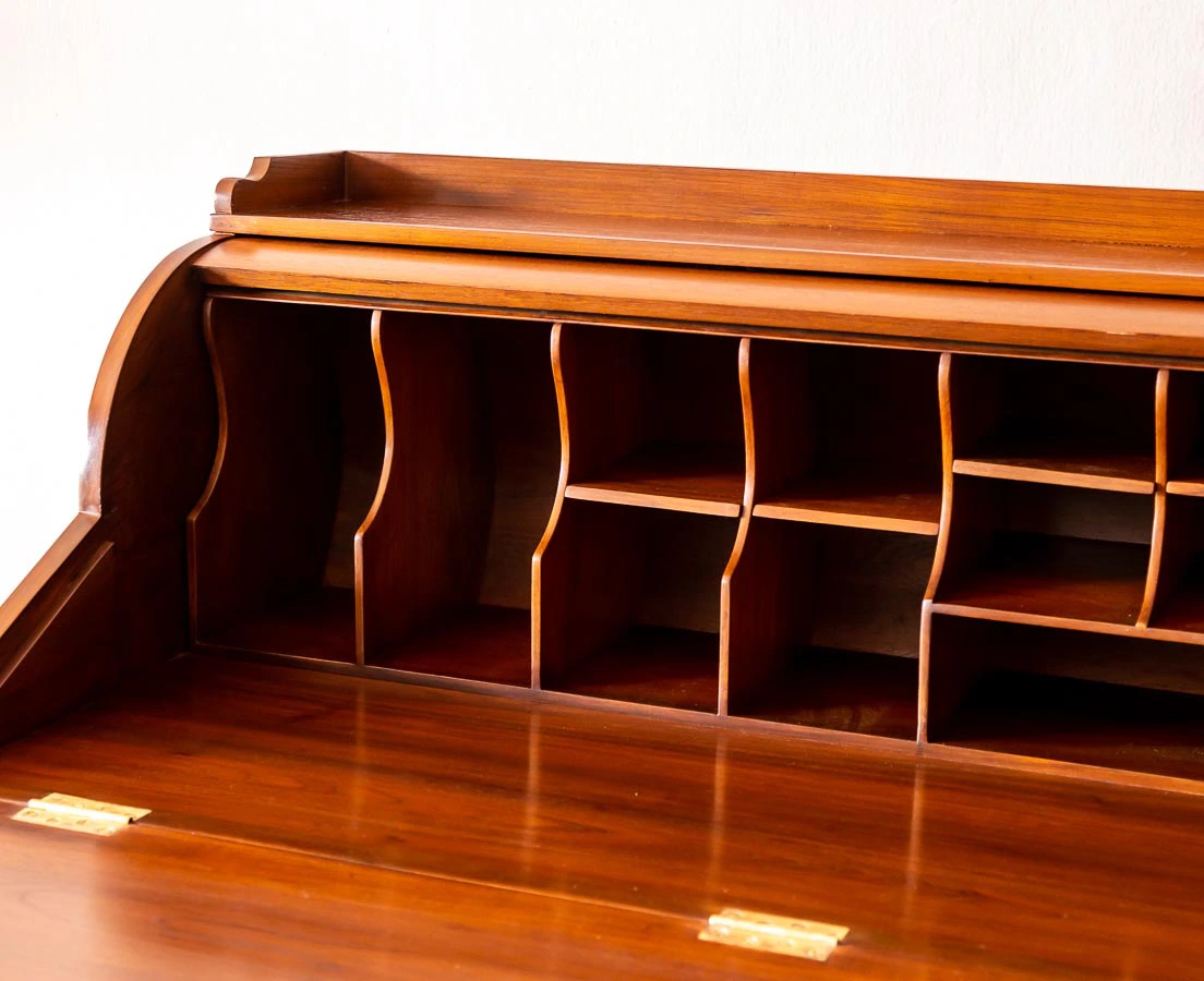 Antique Desks - Teakwood Art Deco Cylinder Desk - The Past Perfect Collection - Singapore DSK-181 7L