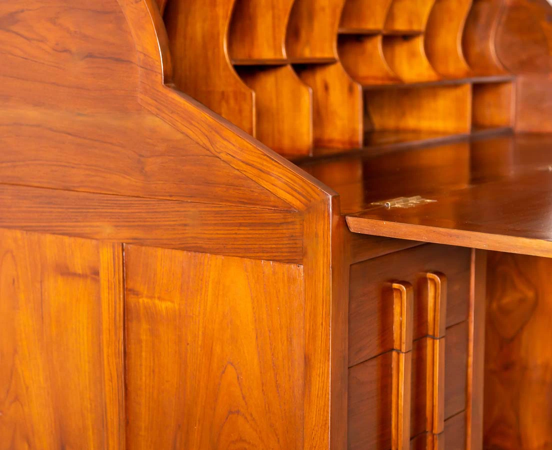 Antique Desks - Teakwood Art Deco Cylinder Desk - The Past Perfect Collection - Singapore DSK-181 8L