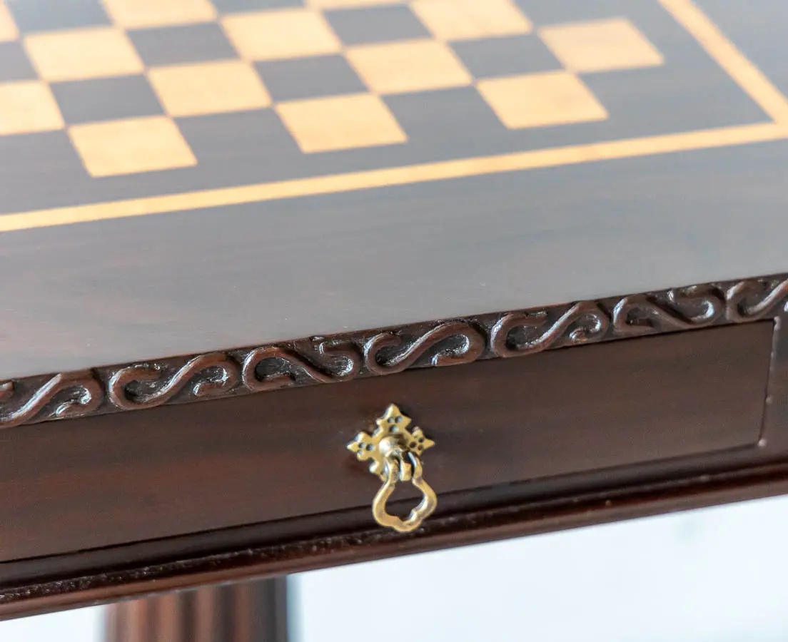 Antique Games Tables - British Colonial Rosewood Chess Table - The Past Perfect Collection - Singapore