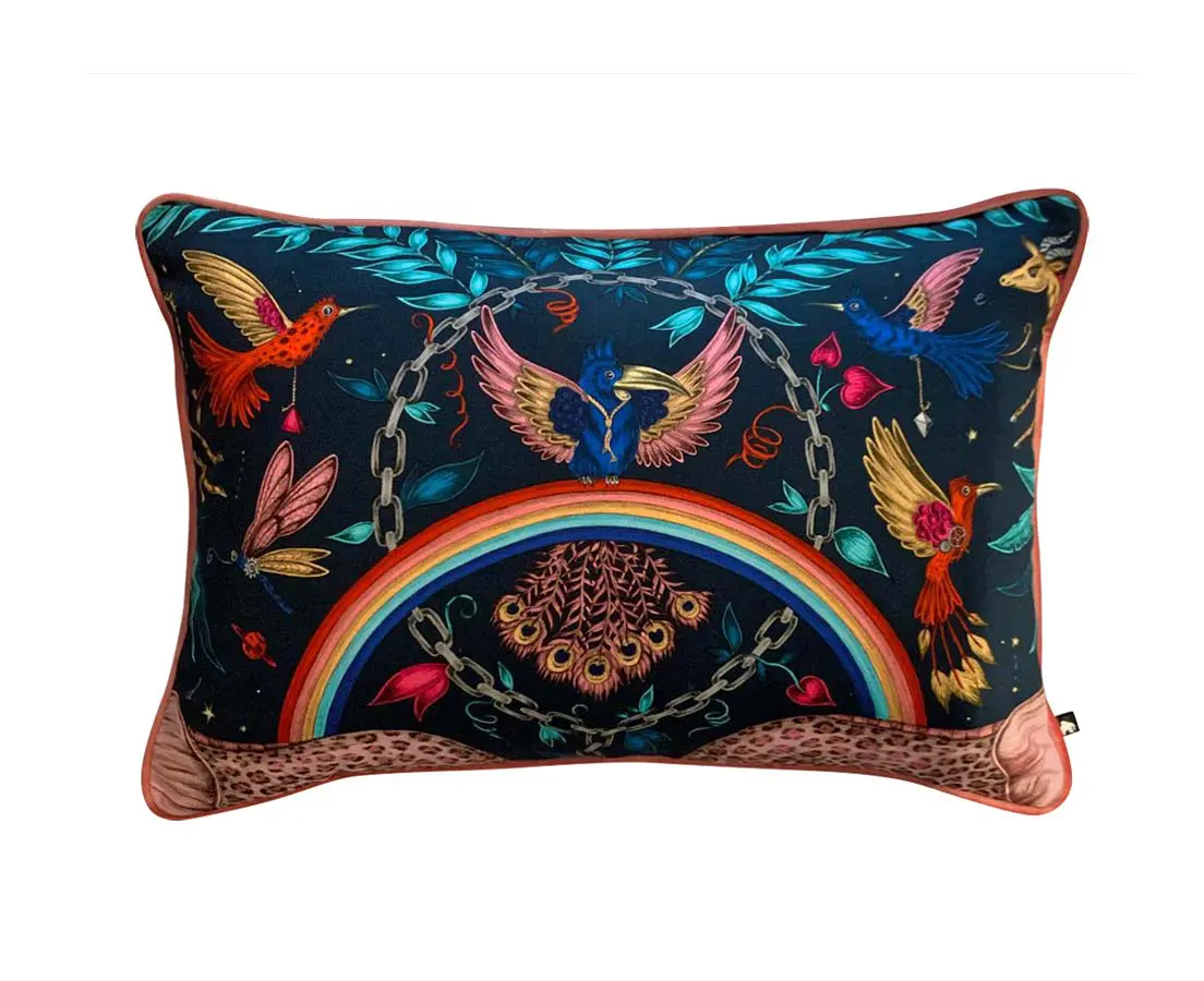 Luxury Cushions - Zambezi Navy Rainbow Designer Cushion - The PastPperfect Collection - Singapore