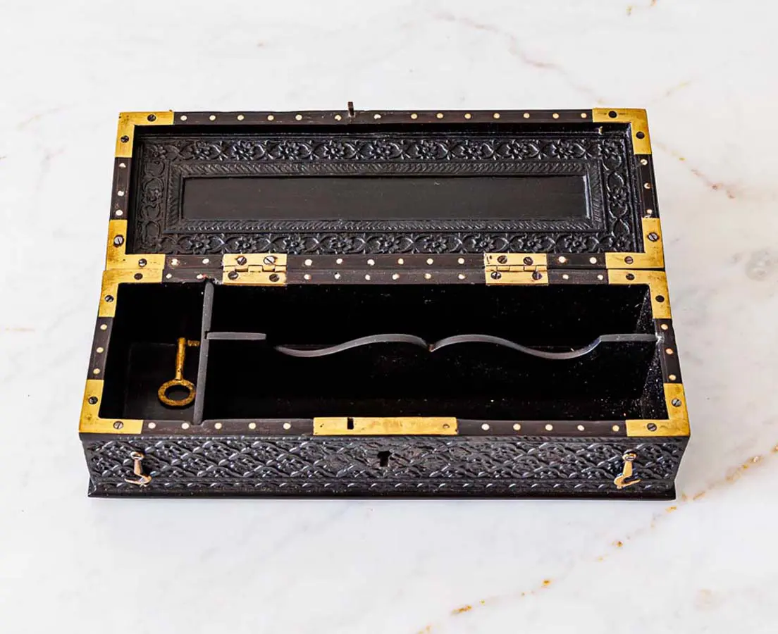Antique Boxes - British Colonial Ebony Pen Box - The Past Perfect Collection - Singapore