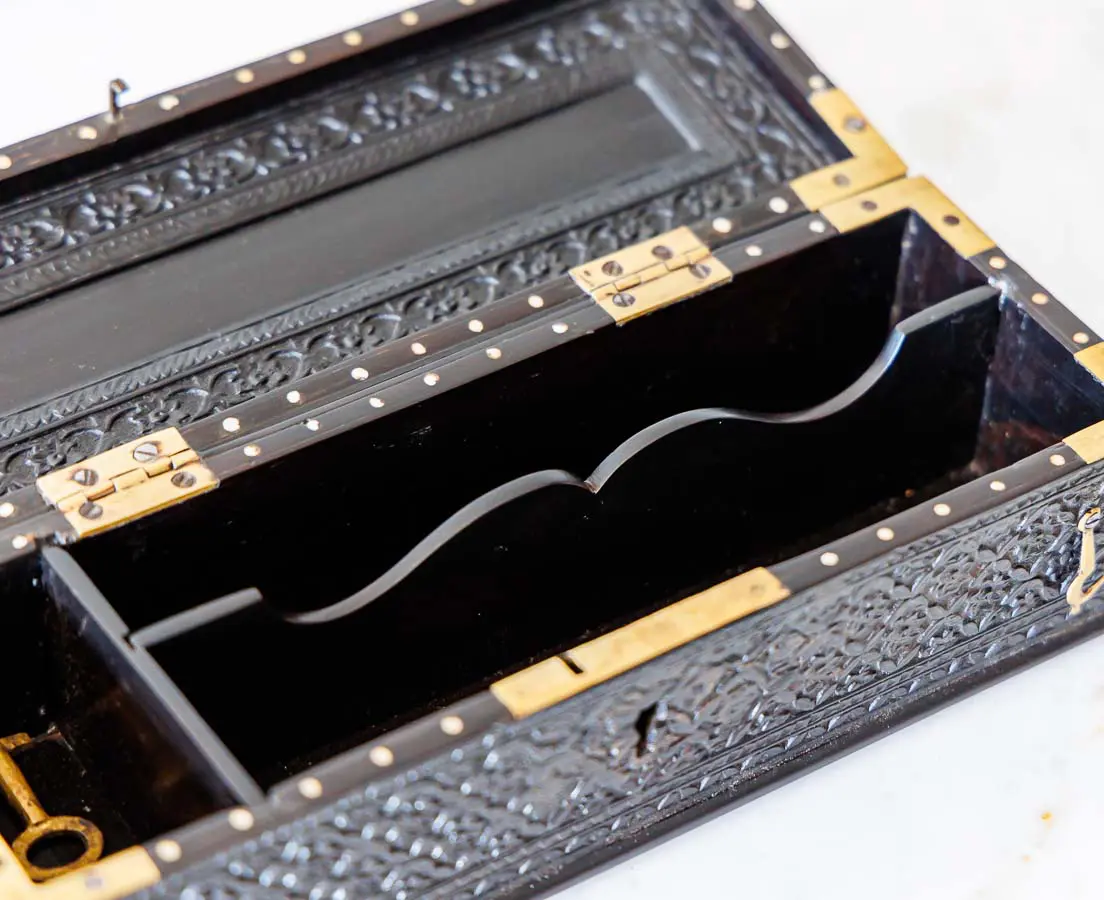 Antique Boxes - British Colonial Ebony Pen Box - The Past Perfect Collection - Singapore