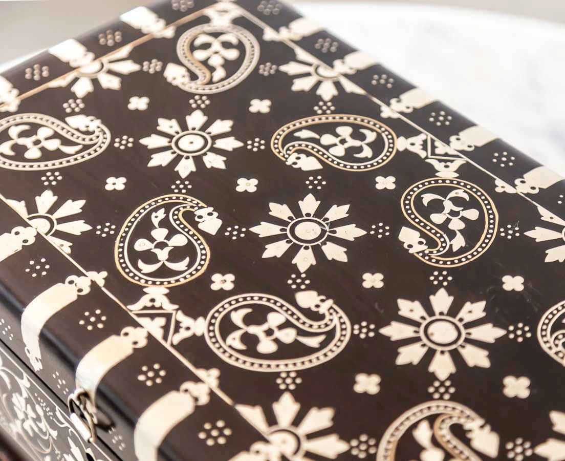 Antique Boxes - Antique Ebony Box with Silver Inlay - The Past Perfect Collection - Singapore
