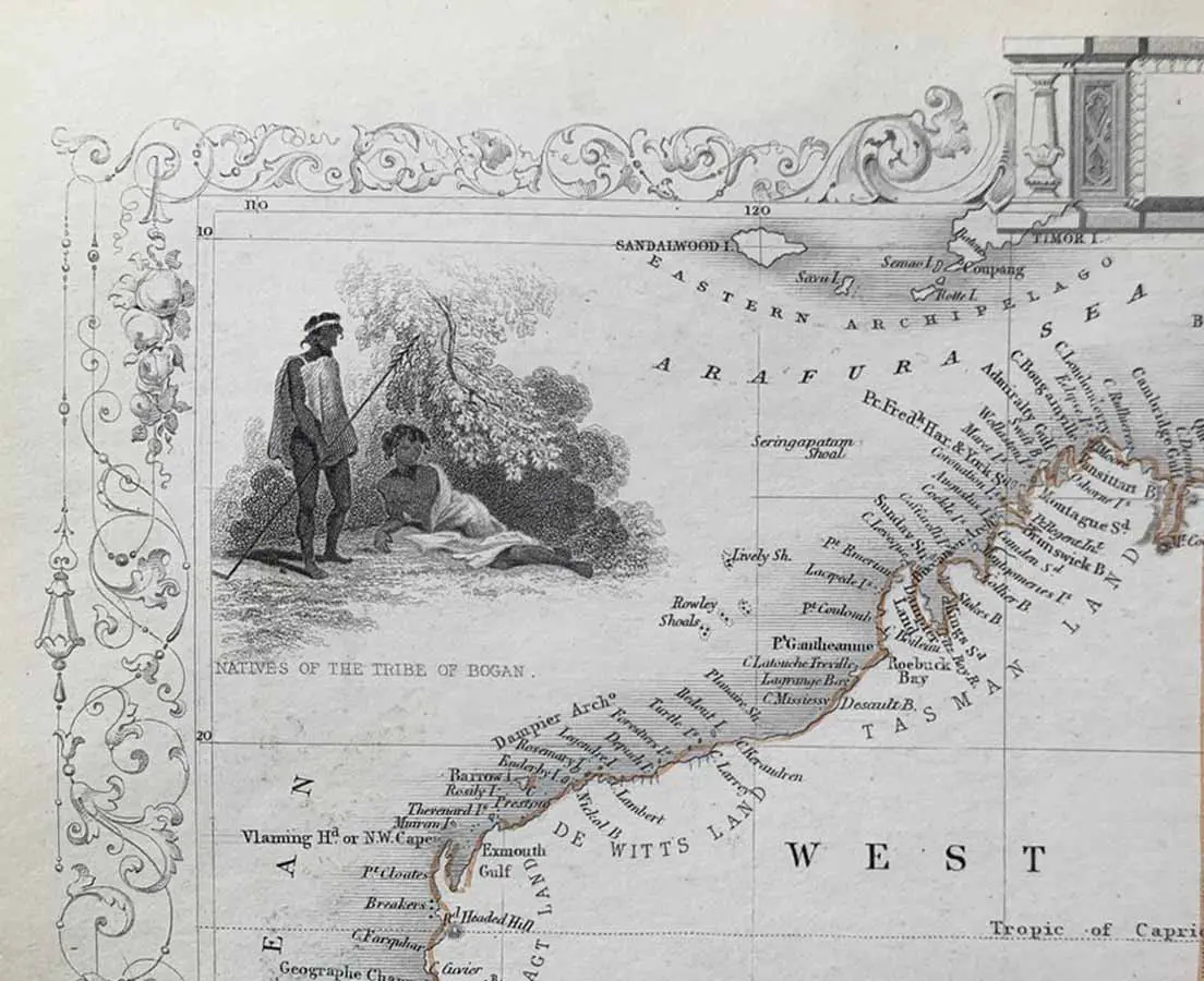 Antique Map - Australia - Copper Engraving - Tallis Rapkin 1853 - The Past Perfect Collection -Singapore