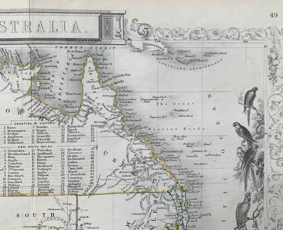 Antique Map - Australia - Copper Engraving - Tallis Rapkin 1853 - The Past Perfect Collection -Singapore
