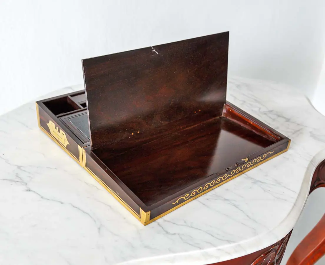 Antique Boxes - British Colonial Brass Inlaid Writing Box - The Past Perfect Collection - Singapore
