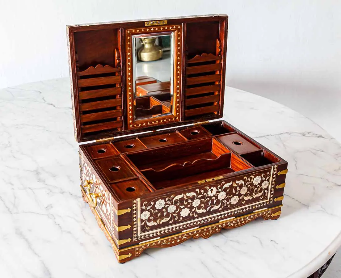 Antique Boxes - British Colonial Rosewood Dressing Box - The Past Perfect Collection - Singapore