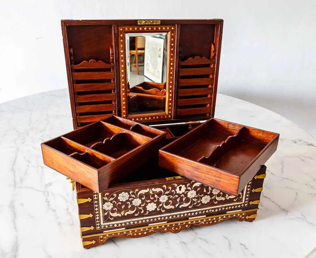 Antique Boxes - British Colonial Rosewood Dressing Box - The Past Perfect Collection - Singapore