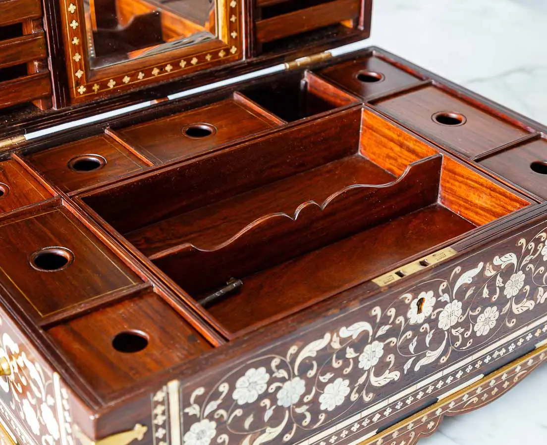 Antique Boxes - British Colonial Rosewood Dressing Box - The Past Perfect Collection - Singapore