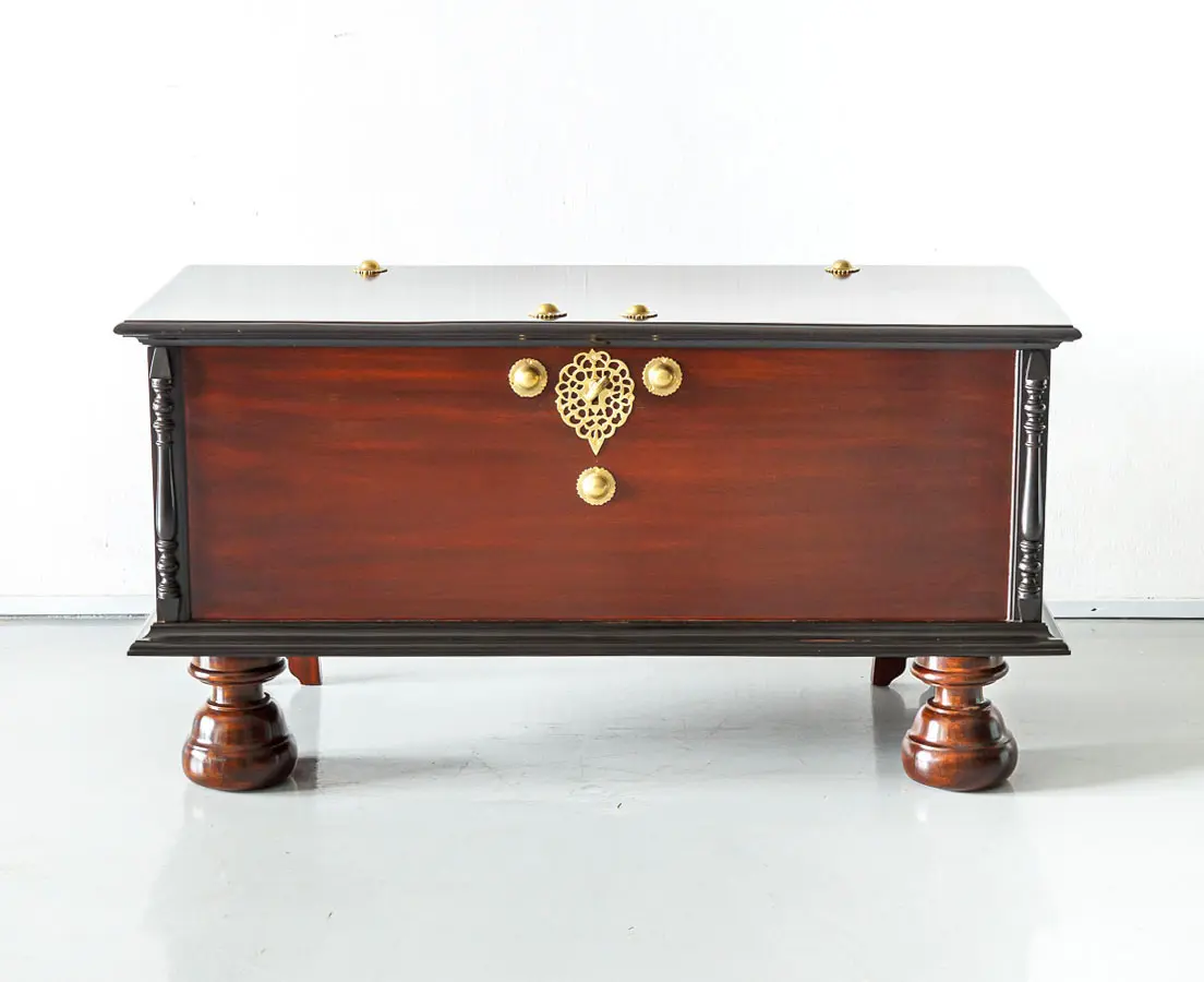 Antique Chests - Dutch Colonial Mahogany & Ebony Storage Trunk - The Past Perfect Collection - Singapore