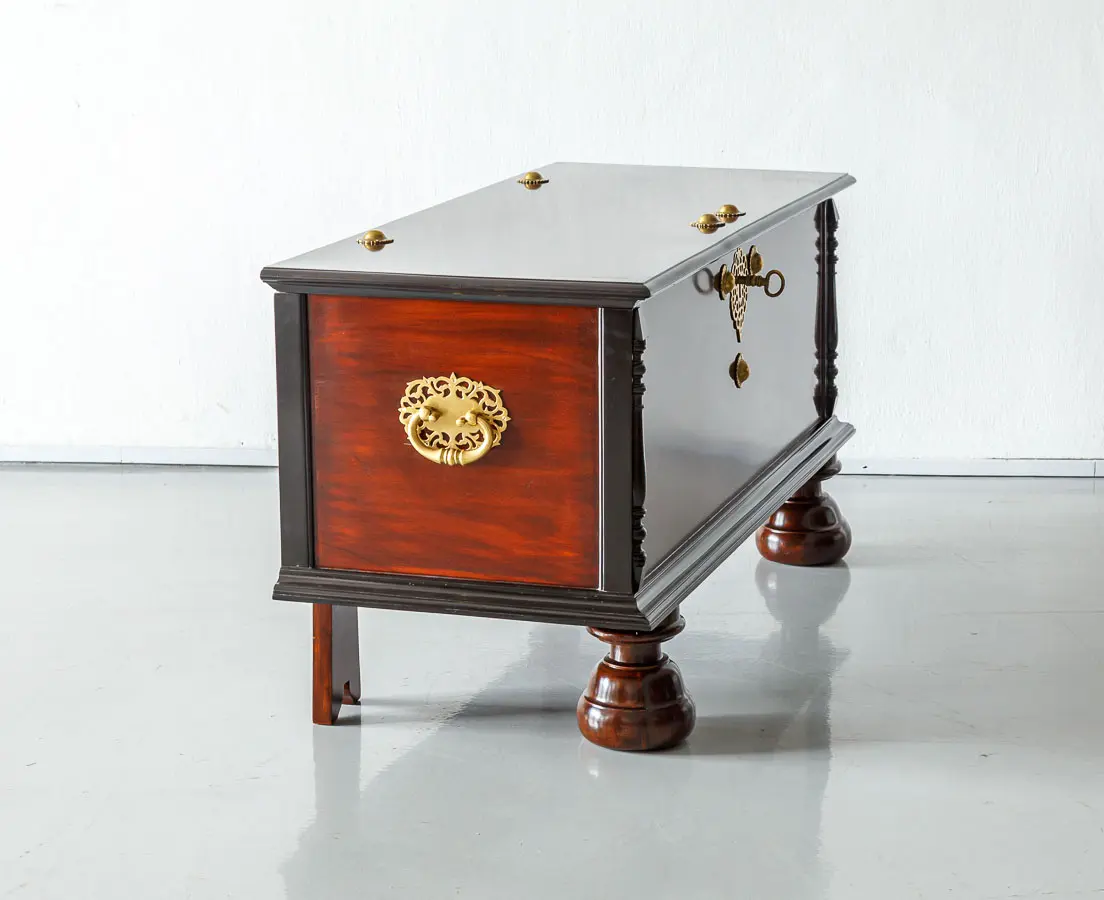 Antique Chests - Dutch Colonial Mahogany & Ebony Storage Trunk - The Past Perfect Collection - Singapore