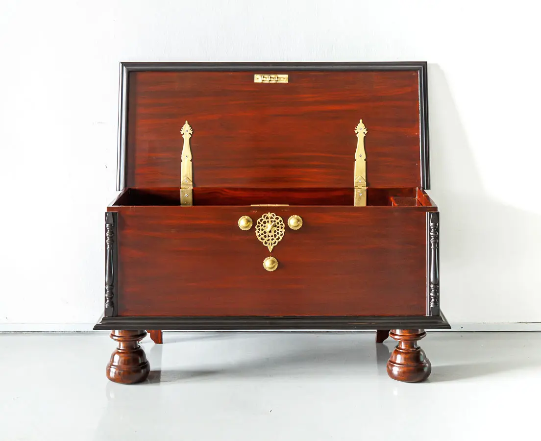 Antique Chests - Dutch Colonial Mahogany & Ebony Storage Trunk - The Past Perfect Collection - Singapore