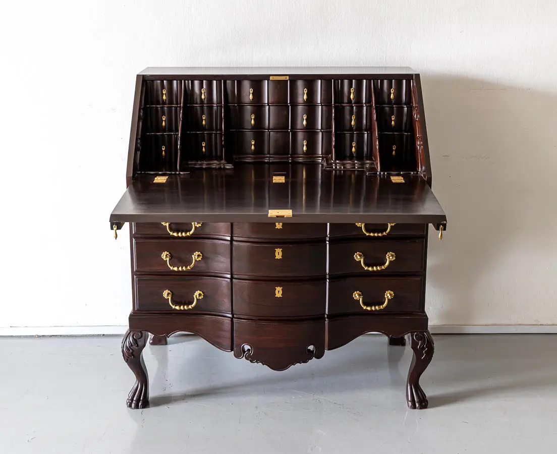 Antique Desks - British Colonial Mahogany Drop Front Bureau - The Past Perfect Collection - Singapore