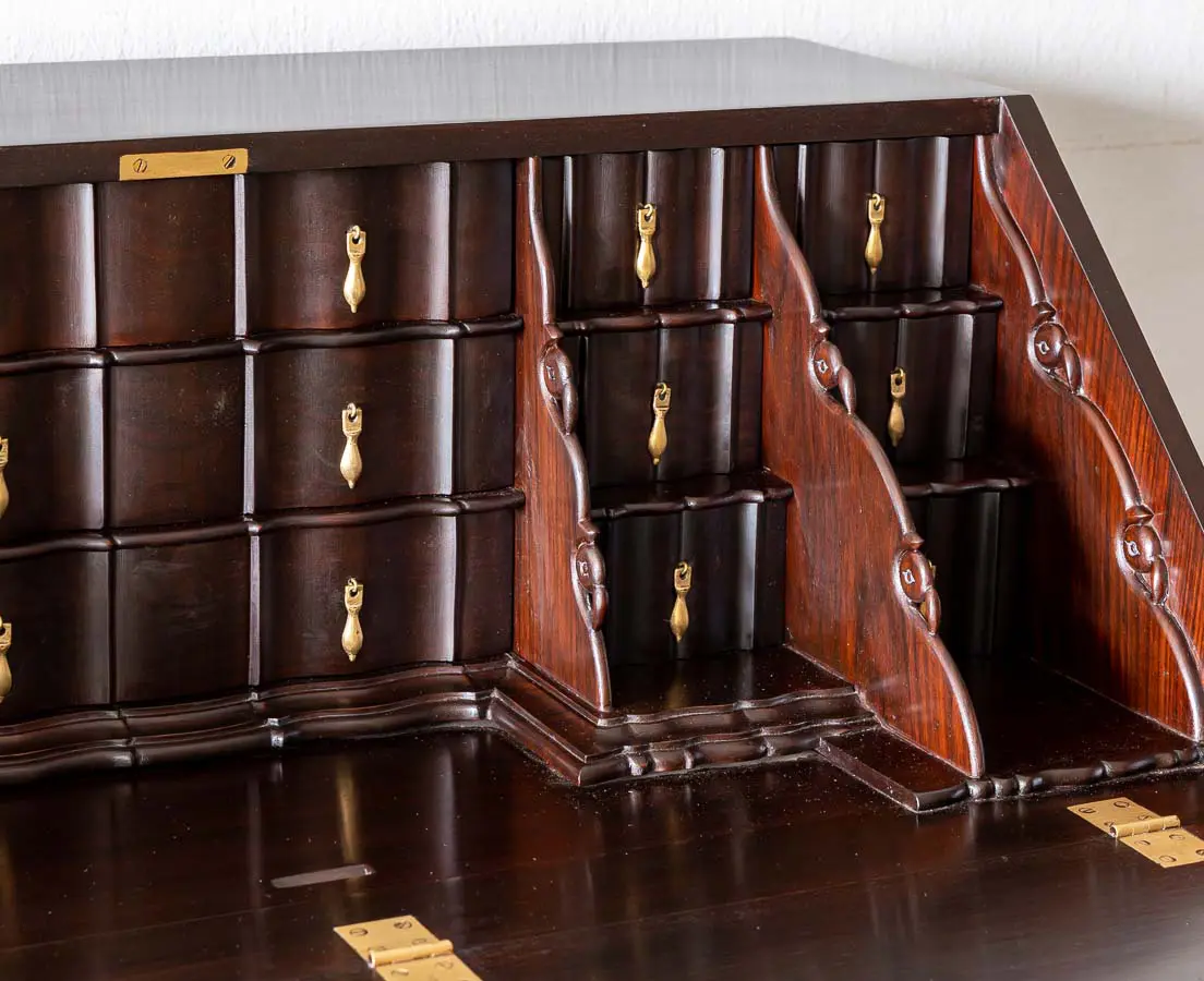 Antique Desks - British Colonial Mahogany Drop Front Bureau - The Past Perfect Collection - Singapore
