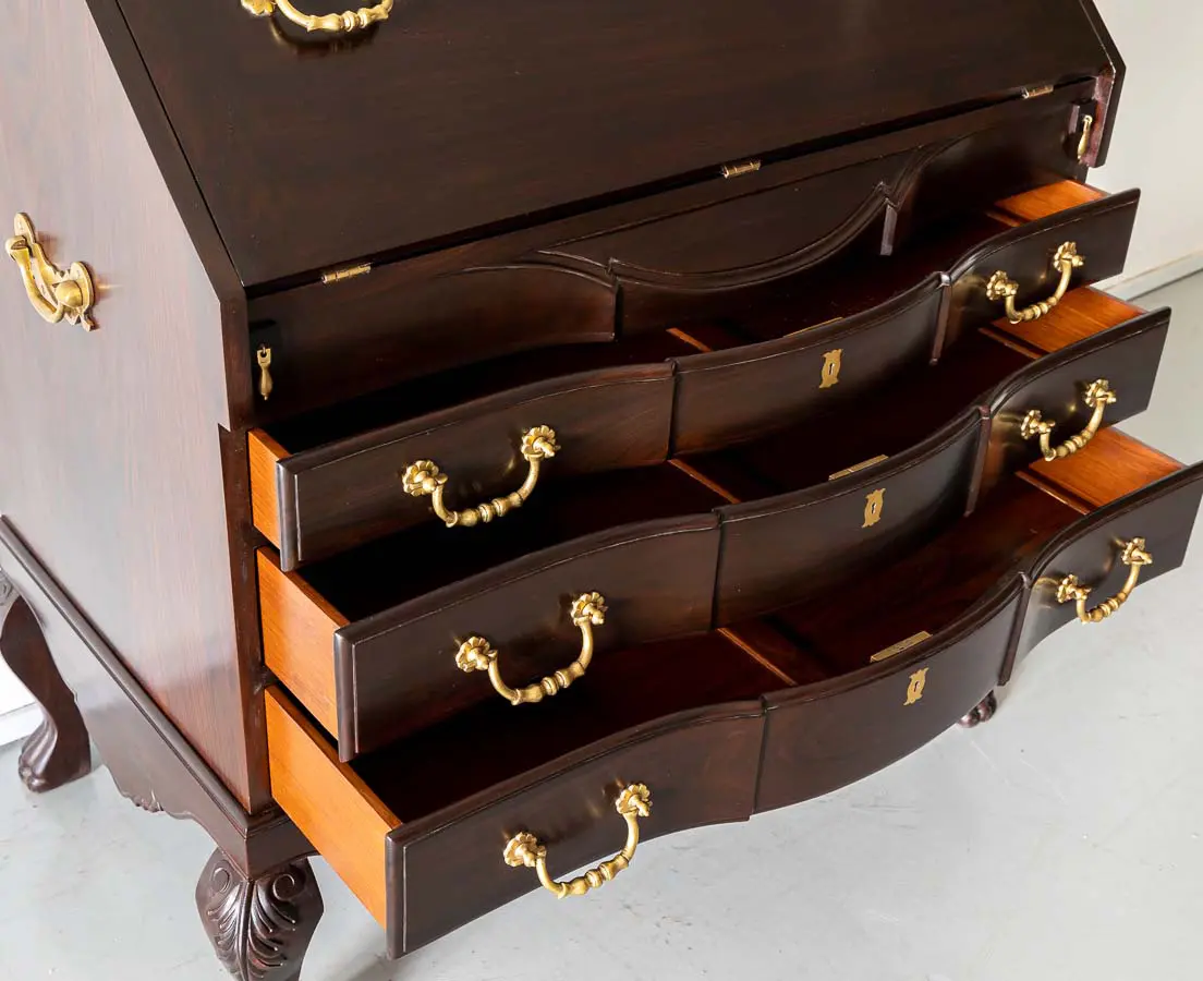 Antique Desks - British Colonial Mahogany Drop Front Bureau - The Past Perfect Collection - Singapore