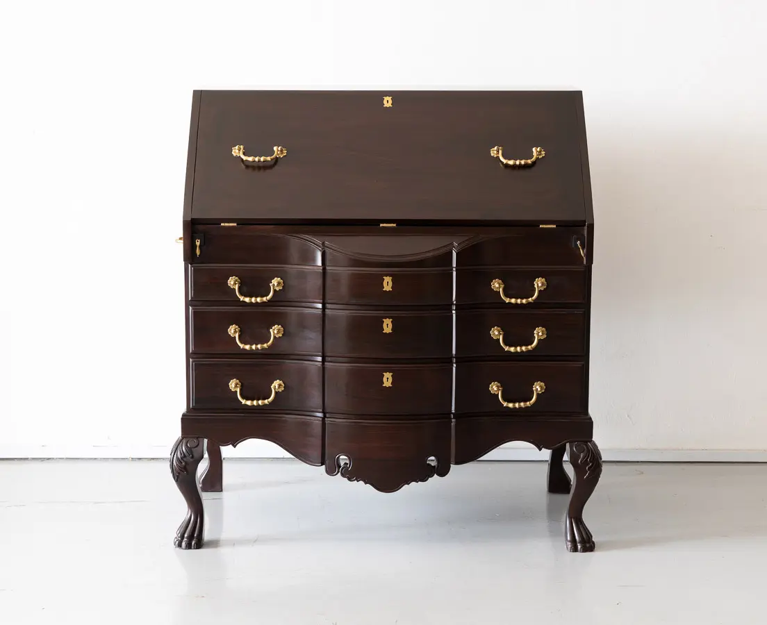 Antique Desks - British Colonial Mahogany Drop Front Bureau - The Past Perfect Collection - Singapore