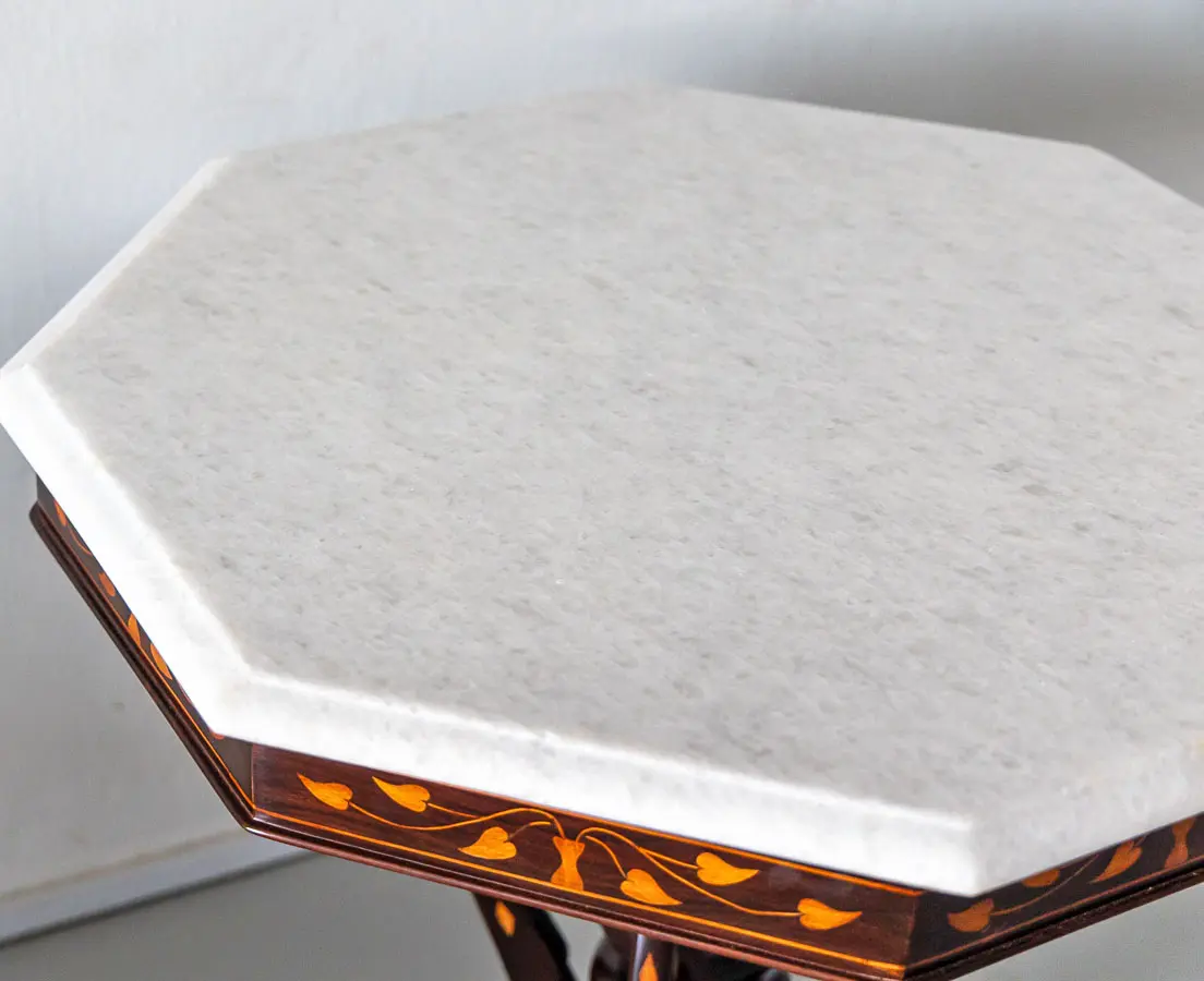 Antique Side Tables - Portuguese Colonial Octagonal Side Table with Marble Top - The Past Perfect Collection - Singapore