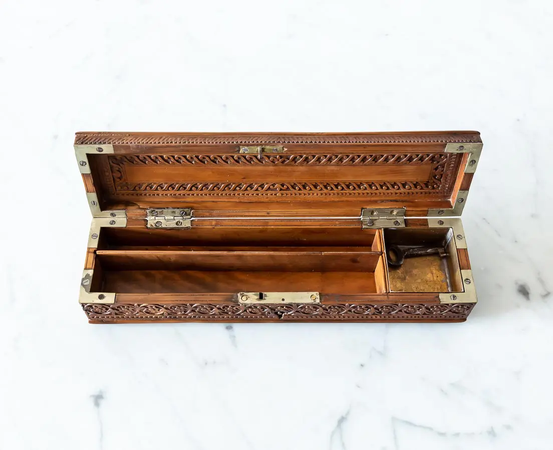Antique Boxes - British Colonial Cedarwood Penbox - The Past Perfect Collection - Singapore