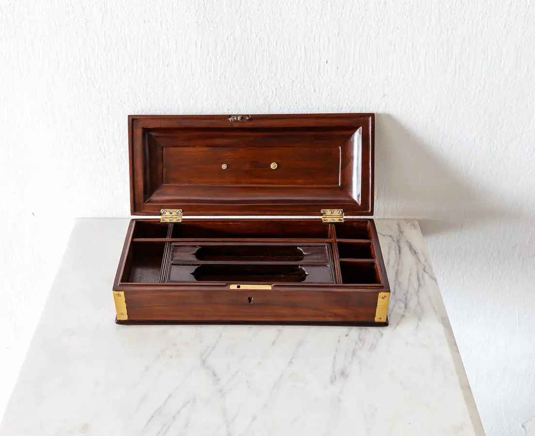 Antique Boxes - British Colonial Rosewood Desk Box - The Past Perfect Collection - Singapore