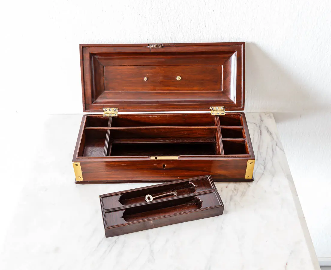 Antique Boxes - British Colonial Rosewood Desk Box - The Past Perfect Collection - Singapore