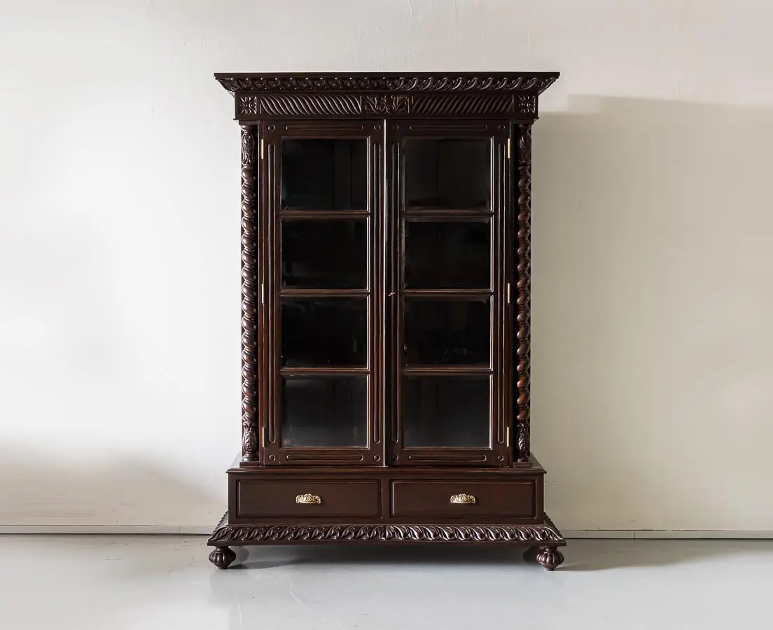 Antique Rosewood Glass Front Cabinet - The Past Perfect Collection - Singapore